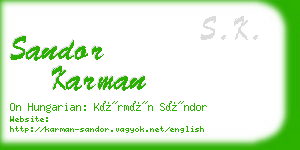 sandor karman business card